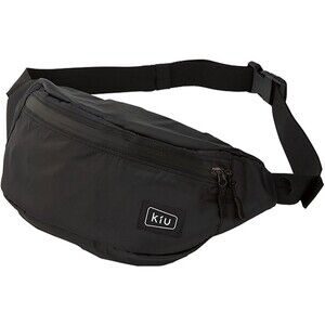 Kiu Unisex Black Nylon Waterproof Crossbody Adjustable Sling Fanny Belt Bag